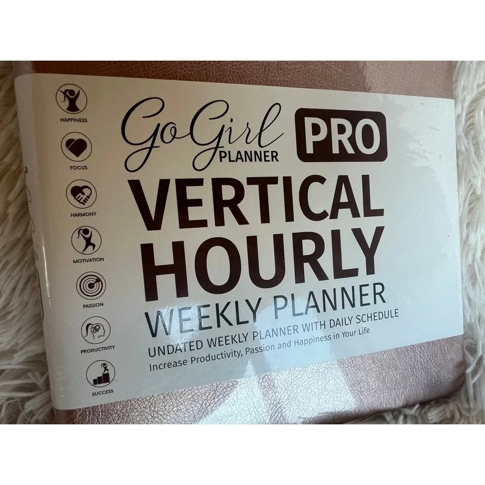 GoGirl Planner PRO Vertical Hourly Weekly Planner Rose Gold Undated 12Mo Go Girl